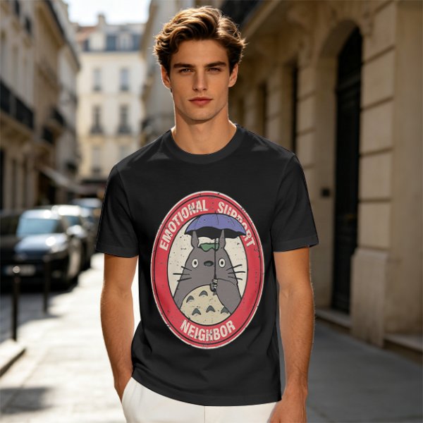 Olive T-Shirt with Emotional Support Neighbor Totoro Graphic