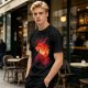 Olive T-Shirt With Fiery Lion Creature Graphic Print