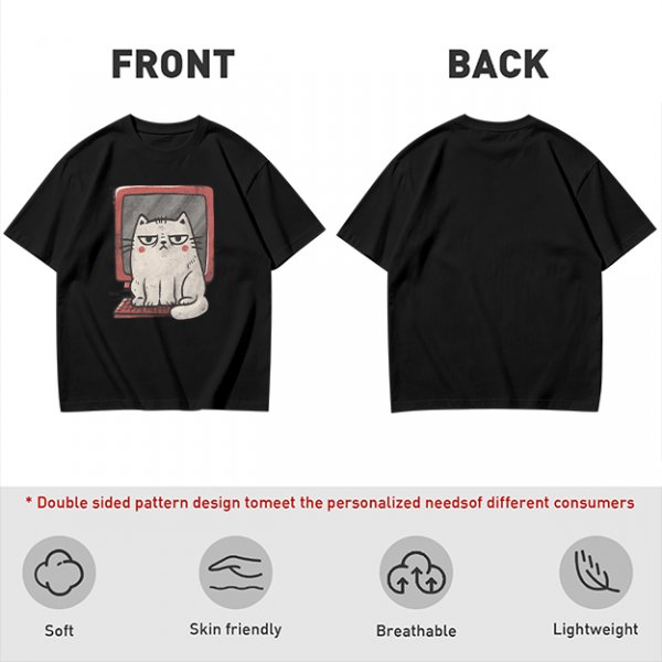 Olive T-shirt with Grumpy Cat on Retro Computer Print