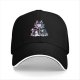 Black baseball cap with glitch-style Maleficent graphic print