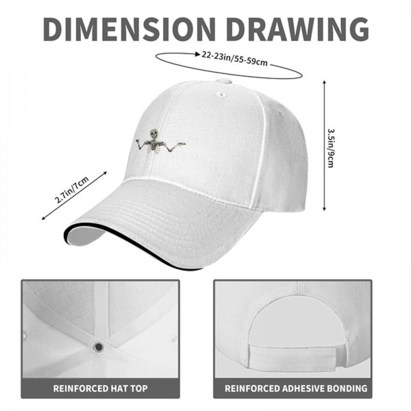 Black baseball cap with shrugging skeleton graphic