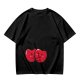 Olive green t-shirt with cute hugging red beans graphic