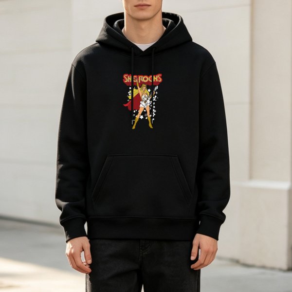 Black Hoodie With She-Ra Inspired 'She Rocks' Graphic