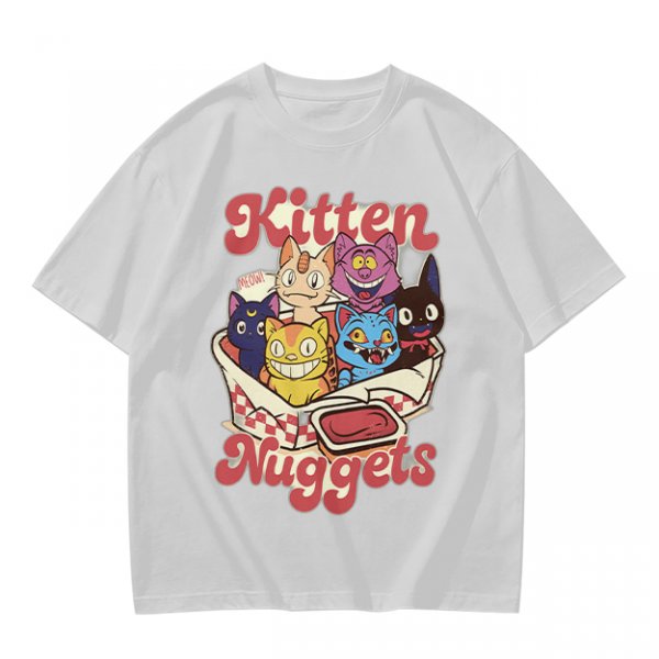 Olive graphic t-shirt with kitten nuggets print