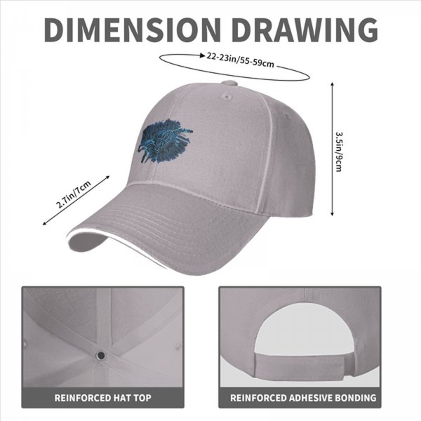 Black Baseball Cap With Blue Graphic Print Design