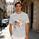 Olive T-Shirt With Whimsical Cat Mug Graphic Print