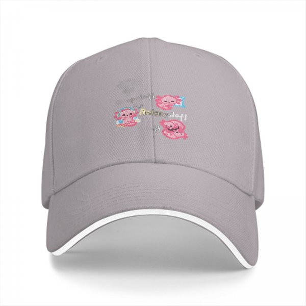 Black baseball cap with cute axolotl 'Relaxalofi' graphic design