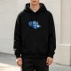 Black Hoodie With Blue Alien Cruiser Graphic Print