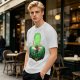 Olive Anime T-Shirt With Samurai Warrior Silhouette Art
