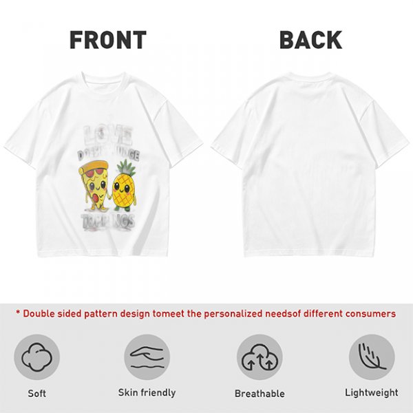 Olive T-shirt with Cute Pizza and Pineapple Cartoon Print