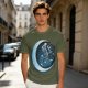 Olive T-Shirt With Crescent Moon And Dancing Spirit Graphic