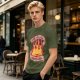 Olive T-Shirt With Calcifire Bacon Fire Graphic Print