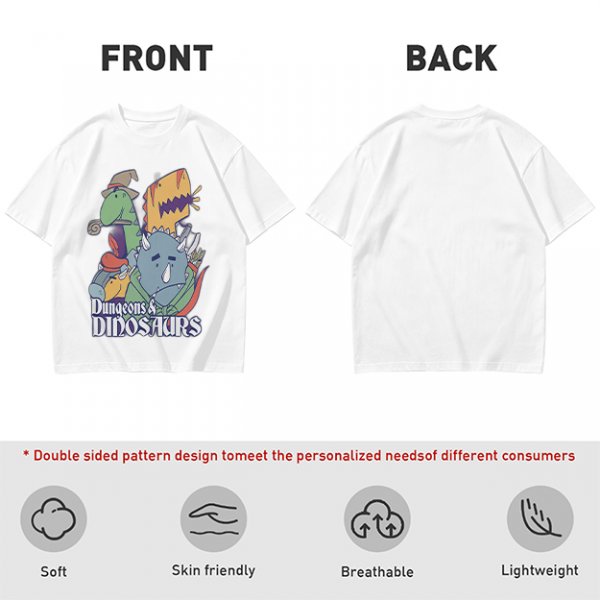Olive Dungeons & Dinosaurs Graphic T-Shirt with Fantasy Dinosaur Art