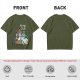 Olive T-Shirt Featuring 'king Club' and Animated Characters Print