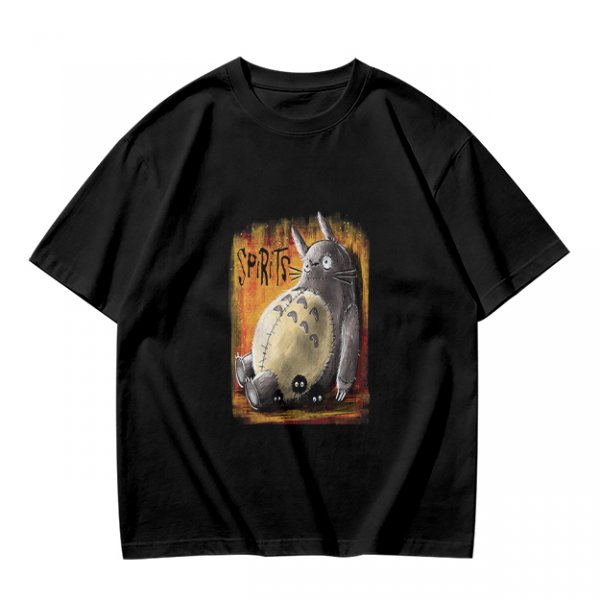 Olive green t-shirt with Totoro 'Spirits' graphic print