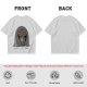 Olive T-shirt with Angry Cat in Hooded Cloak Graphic Print