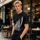 Olive T-Shirt With Evolutionary Human Silhouette Print