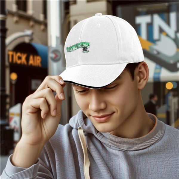 Black Baseball Cap With Green Scandalacious Graphic Print