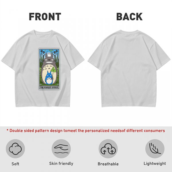Olive T-shirt with My Neighbor Totoro Forest Spirit Tarot-style Print