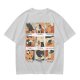 Olive T-Shirt with 9 Grid Cute Cat Illustrations Print