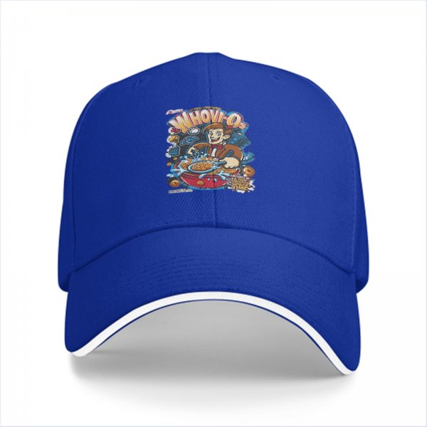 Black Baseball Cap With Whovio Cereal Themed Graphic Print