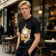 Olive Green T-Shirt With Cute Cat Latte Art And Kittens Print