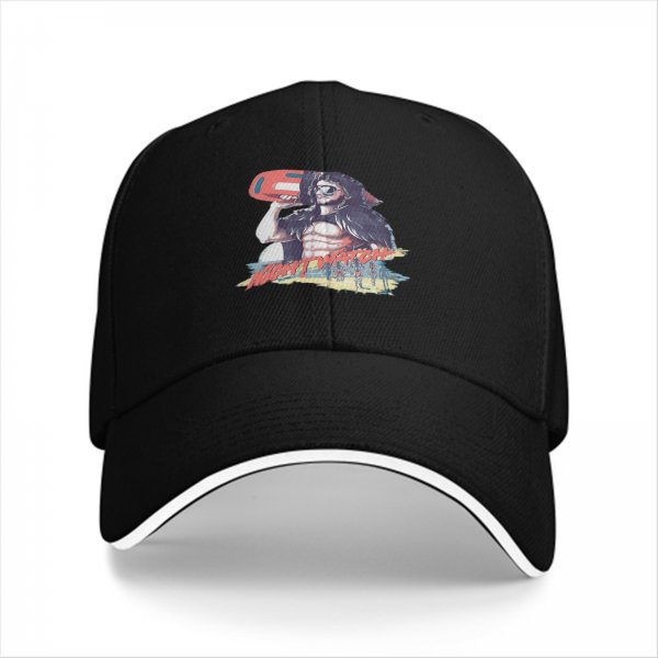 Black baseball cap with retro lifeguard graphic print
