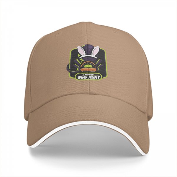 Black baseball cap with bunny ears egg hunt graphic design
