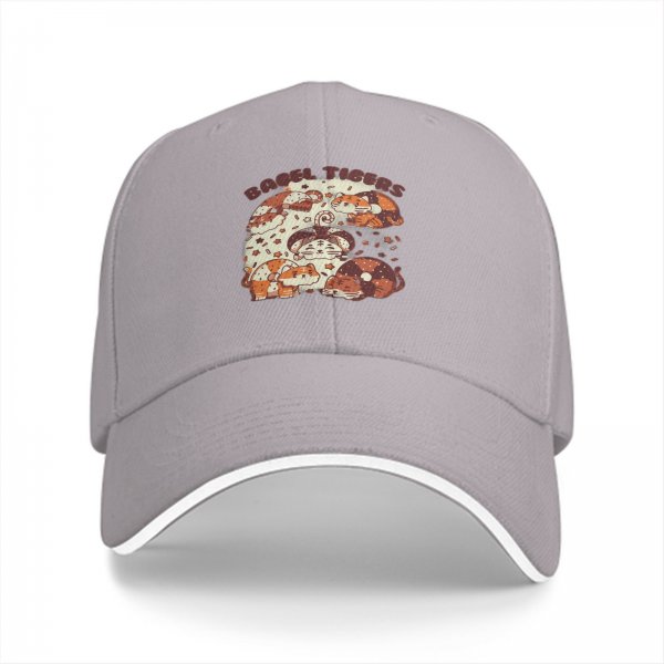 Black Baseball Cap With Cute Bagel Themed Hamster Art