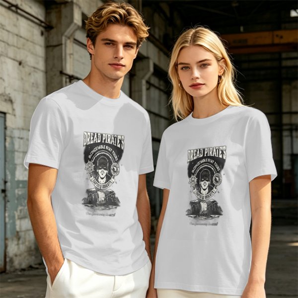 Olive green t-shirt with Dread Pirates graphic print