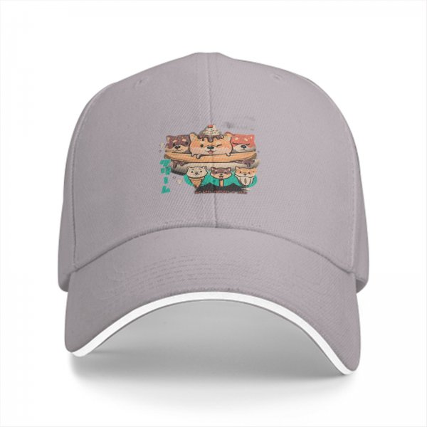 Black Baseball Cap With Cute Shiba Inu Dog Dessert Print