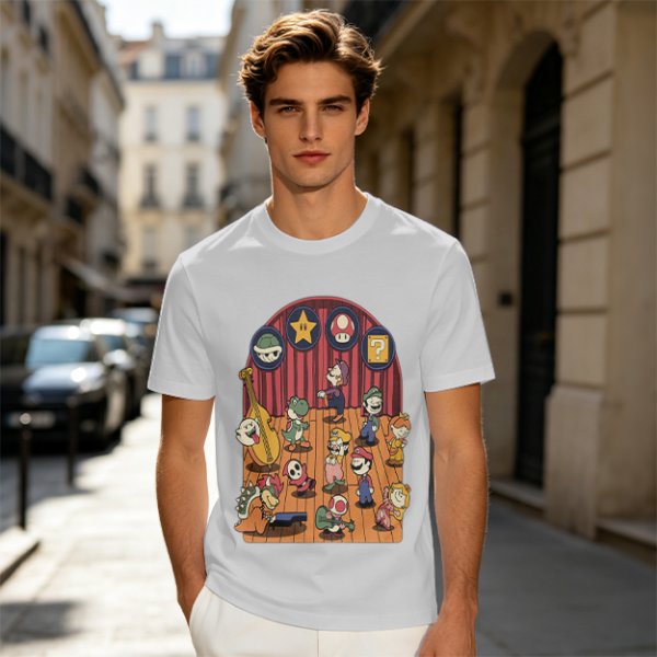 Nintendo Mario Characters Band Stage Graphic T-Shirt