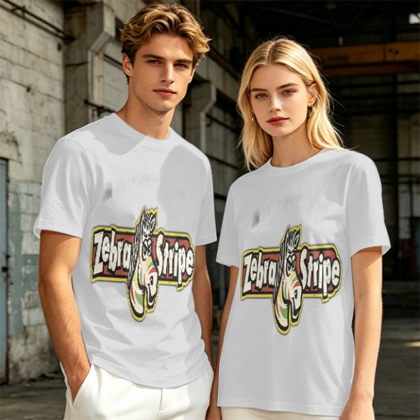Olive green graphic t-shirt with zebra stripe design