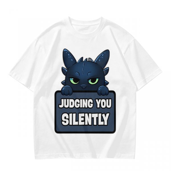 Olive t-shirt featuring Toothless the dragon judging you silently