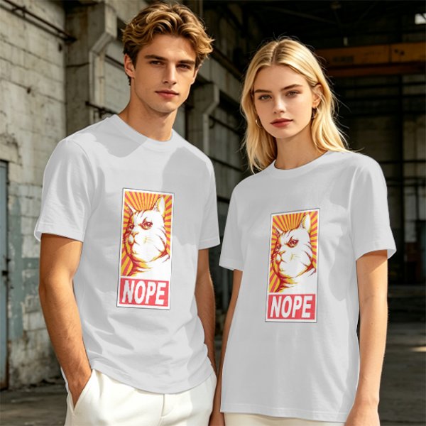 Olive Green T-Shirt With Grumpy Cat 'NOPE' Propaganda Print