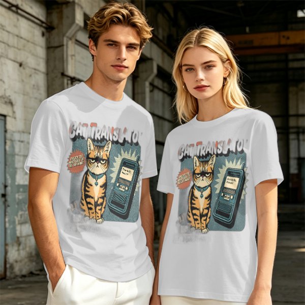 Olive T-Shirt With Grumpy Tabby Cat And Retro Cell Phone Print