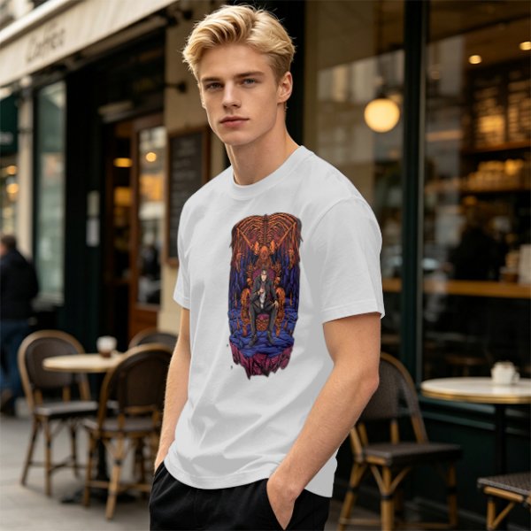 Olive Graphic T-Shirt With Dark Throne Skeleton Art Print