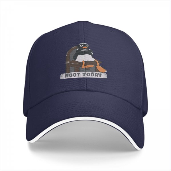 Black baseball cap with a penguin graphic that says Noot Today
