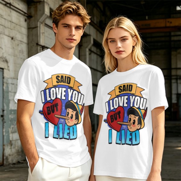 Olive t-shirt with Pinocchio 'Said I Love You But I Lied' print