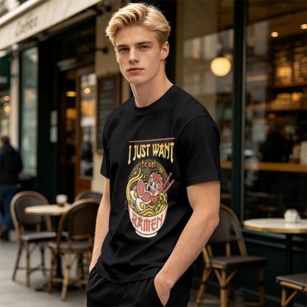 I Just Want To Eat Ramen Cute Anime Character T-Shirt