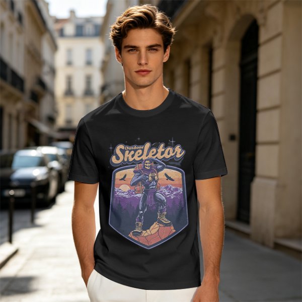 Outdoor Skeletor Hiking Graphic Olive T-Shirt