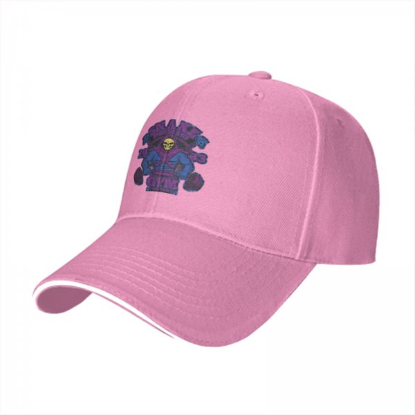 Black baseball cap with Skeletor Snake Mountain Gym graphic