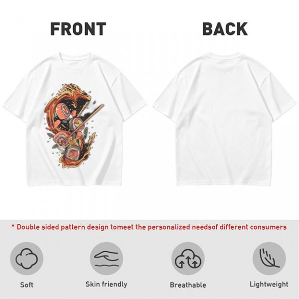 Olive T-shirt with Sushi Dragon Chopstick Art Print