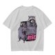 Olive graphic t-shirt with raccoons and 'I Will Rise Eventually' text