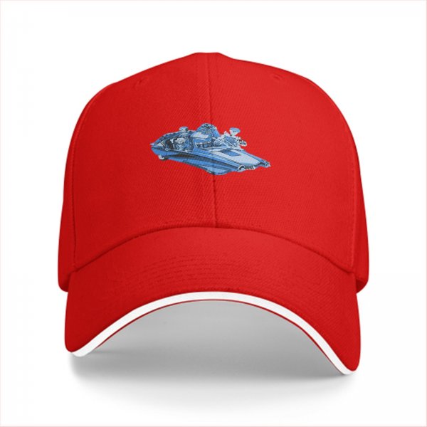 Black Baseball Cap With Blue Retro Car Graphic Print