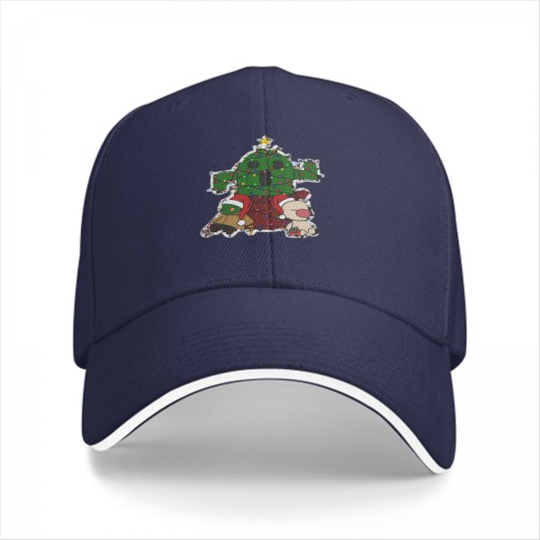 Black baseball cap with Christmas cactus and moogle festive print