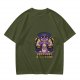 Olive Graphic T-Shirt with Wizard Cat and Stardust & Caffeine Print