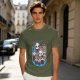 Olive T-Shirt With Cute Chibi Cat Character Group Print