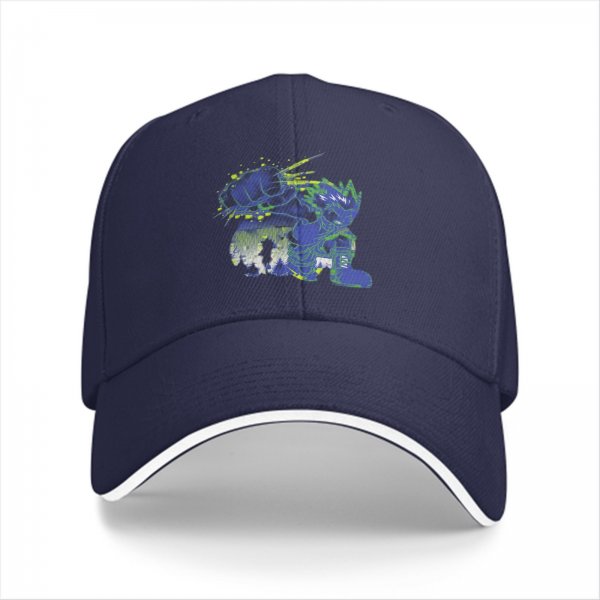 Black Baseball Cap With Anime Superhero Punch Graphic Print