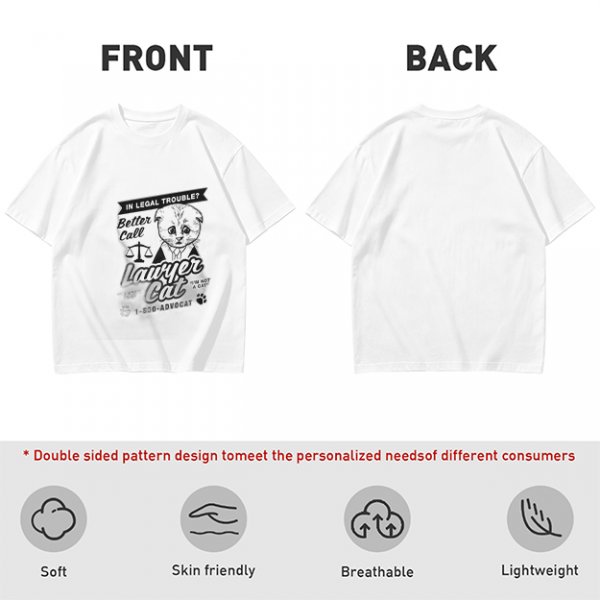 Olive T-Shirt With Funny Lawyer Cat Legal Trouble Graphic Print